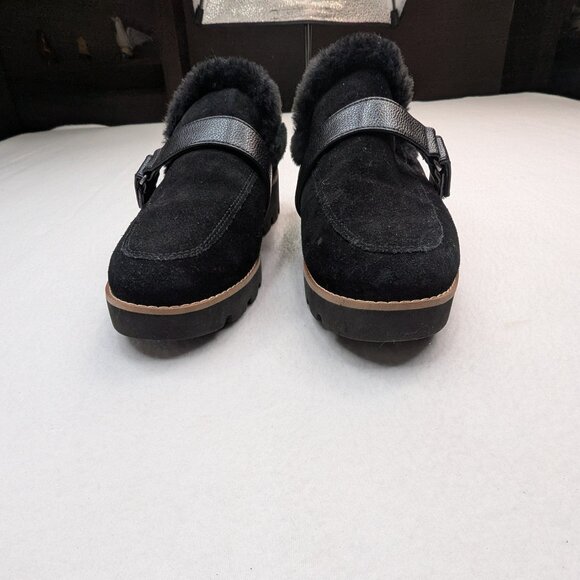 Vionic Women's Kailen‎ Faux Fur Black Tan Sherpa Mules Slip-On Size 6.5 - Picture 4 of 11